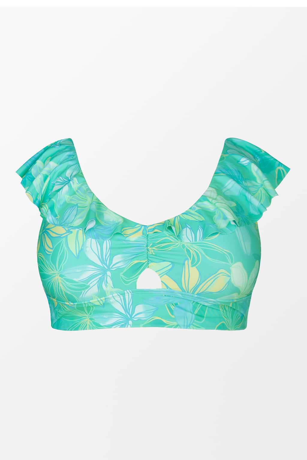 Bralette de bikini de talla grande con volantes florales