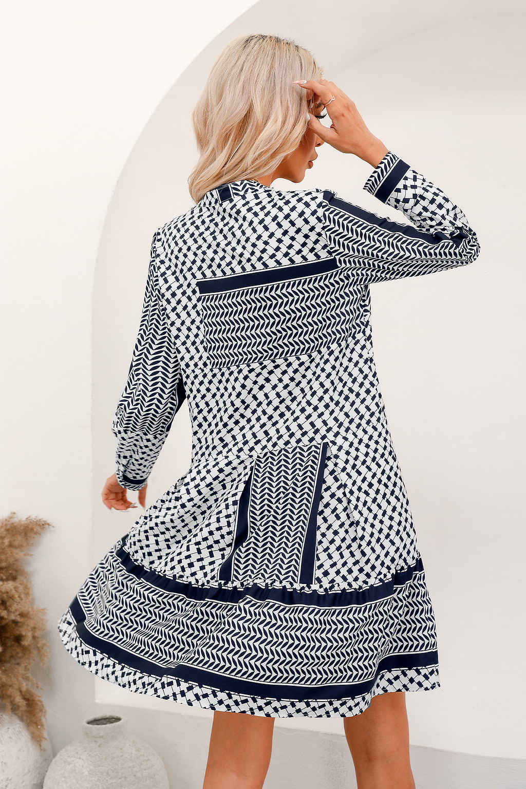 El Nido Geo Print V-Neck Dress