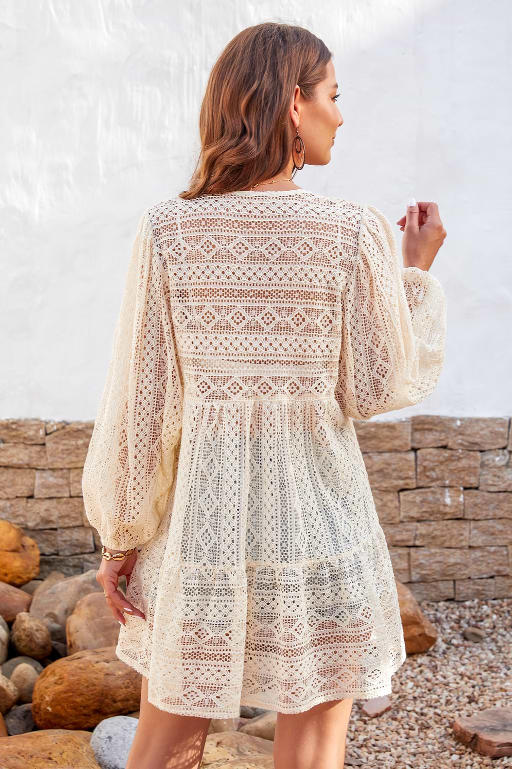 Delia Cut Out Lace Trims Kint Cover Up