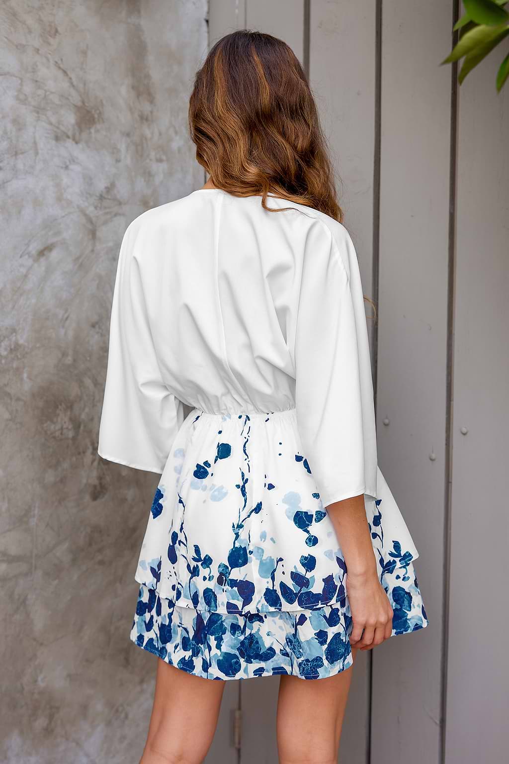 Mood Brown Watercolor Floral Print Dress