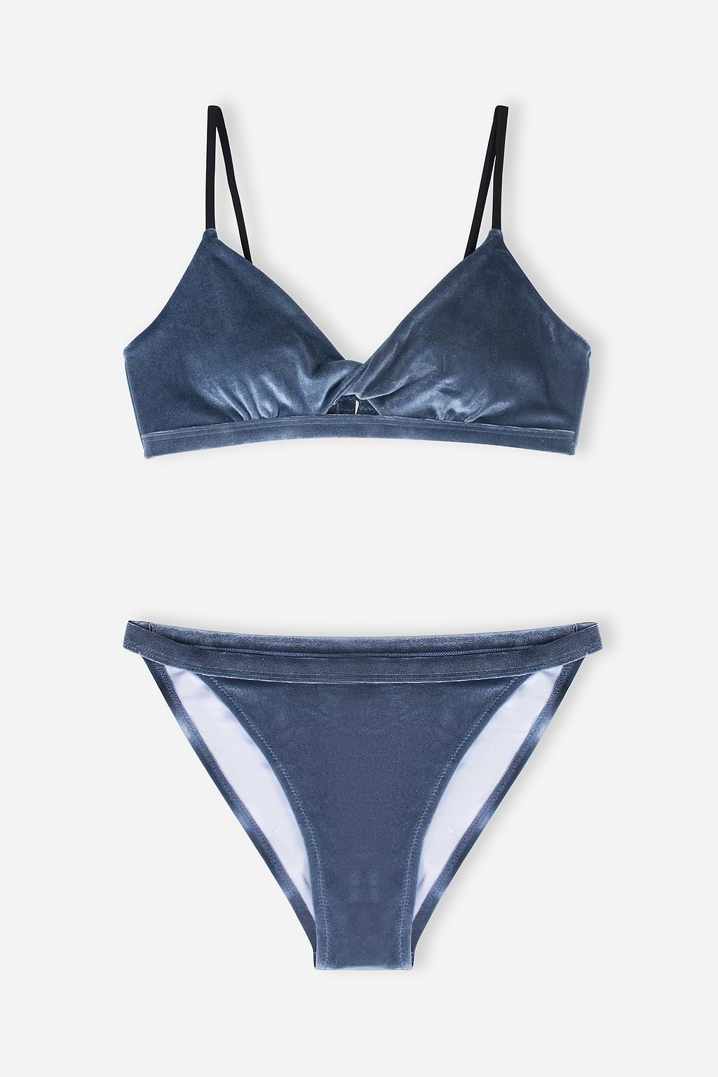 Bikini en velours gris argenté
