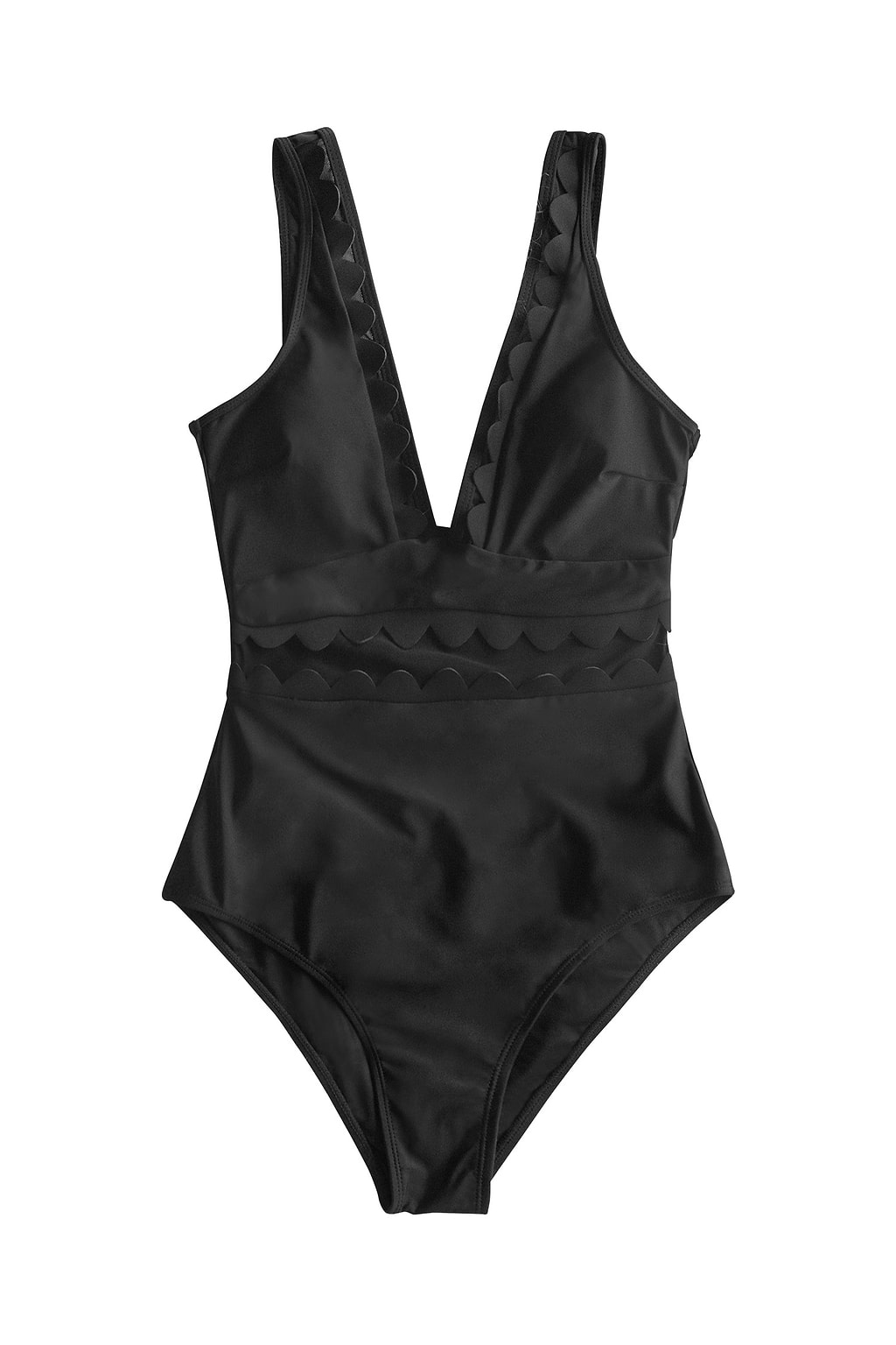 Maillot de bain une pièce col en V noir