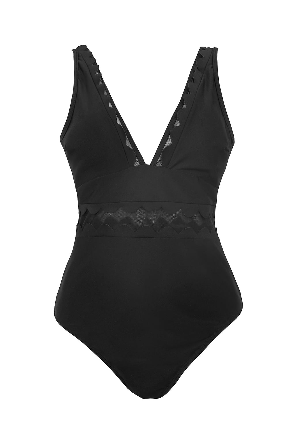 Maillot de bain une pièce col en V noir