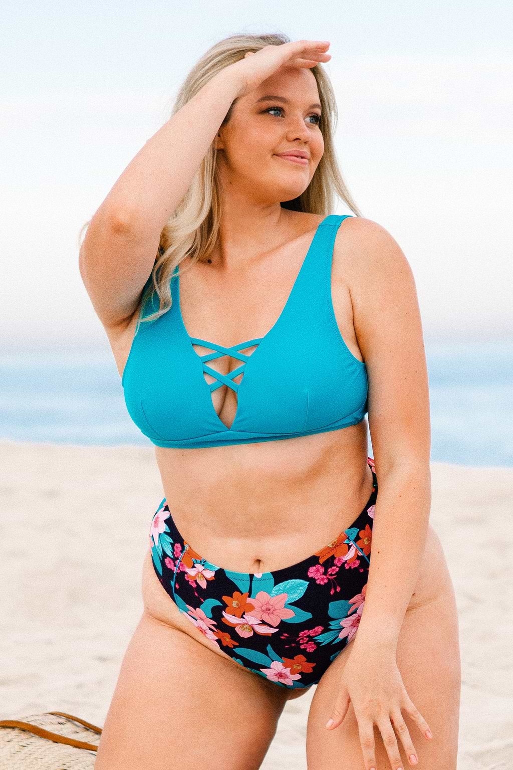 Cynthia Plunge Back Tie Plus Size Bikini Top