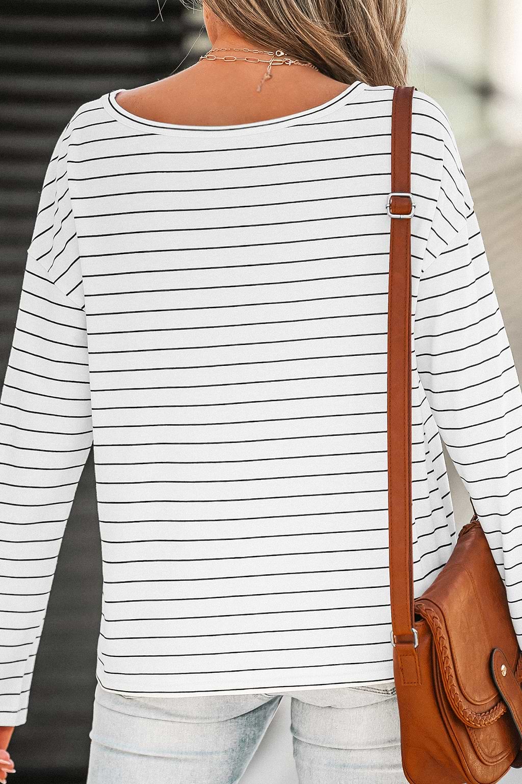 Elvan Round Neck Striped Tee