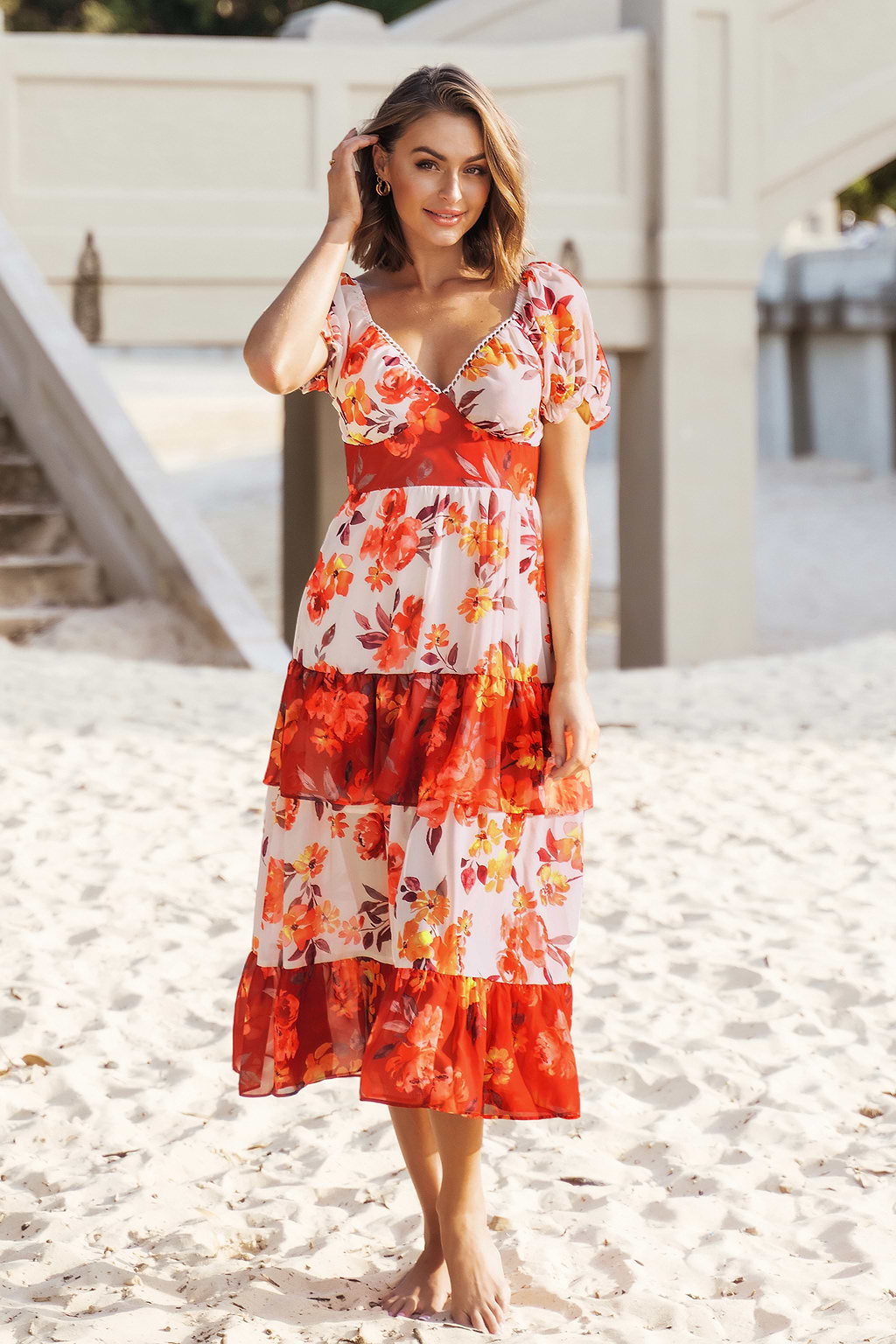 Lilac Dreams Bubble Sleeve Backless A-Shape Dress