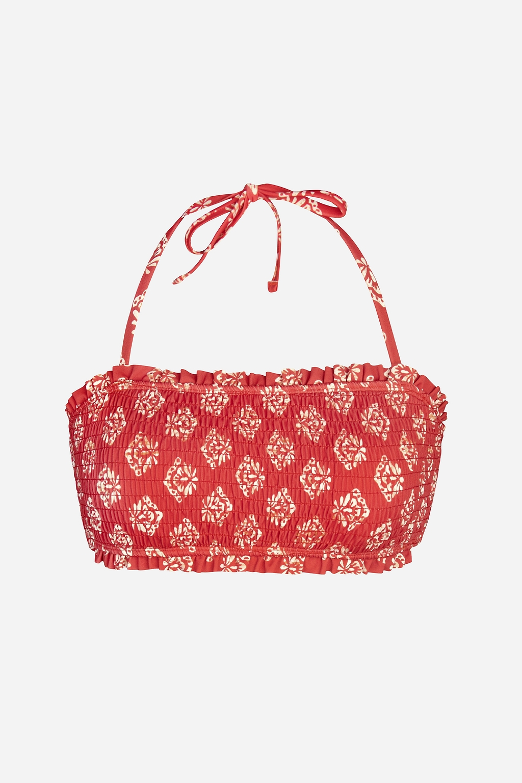 Ethnisches Batik-Smocked Neckholder-Bikini-Bandeau