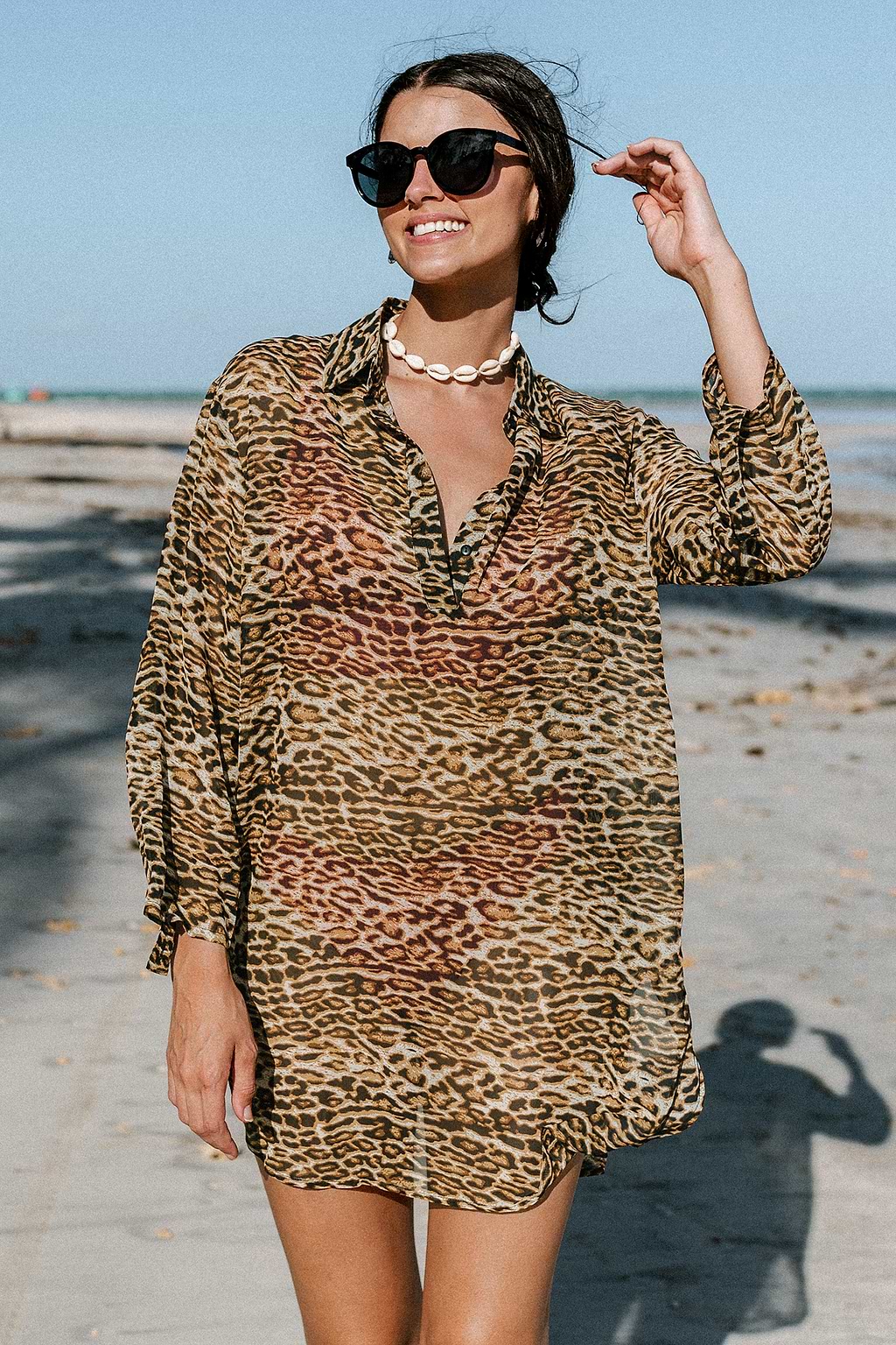 Carli Animal Print Open Front Cover Up