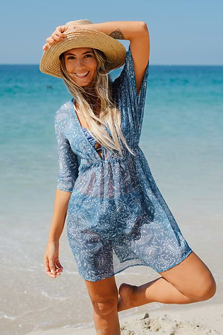 sachin and babi light blue dress Kirstin Chiffon Paisley Print Cover-Up Dress
