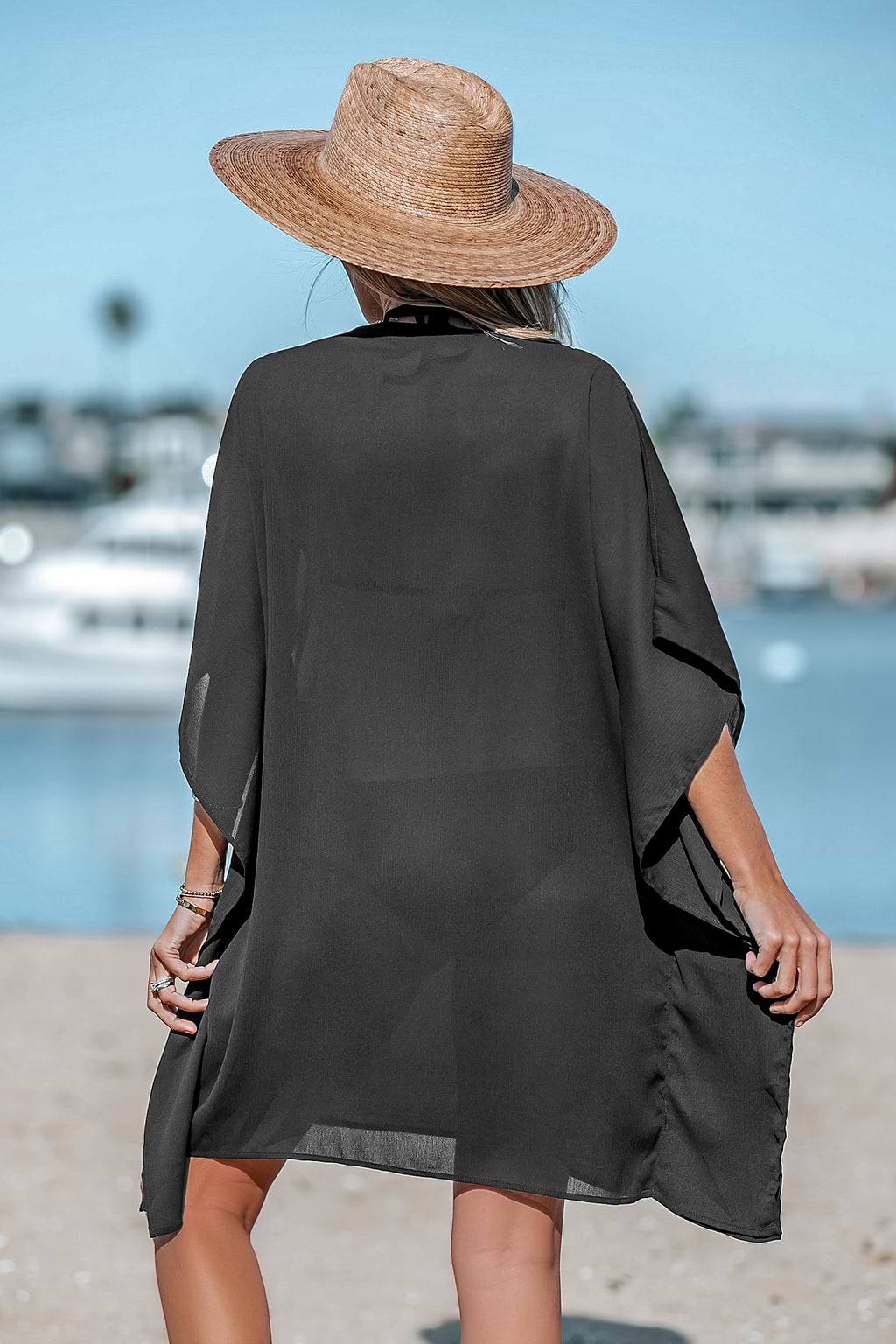 Make It Right Chiffon Tassel Tie Front Cover-Up Dress