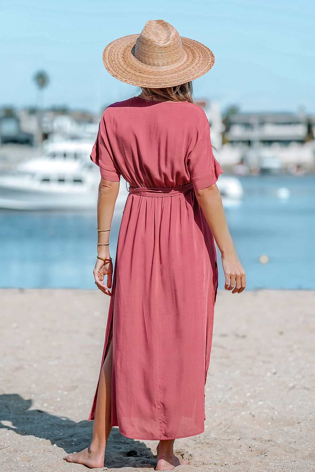 Let's Step Belted Surplice Maxi Dress