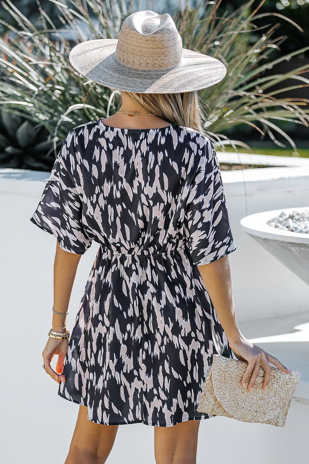 Keely Satin Abstract Print Dress