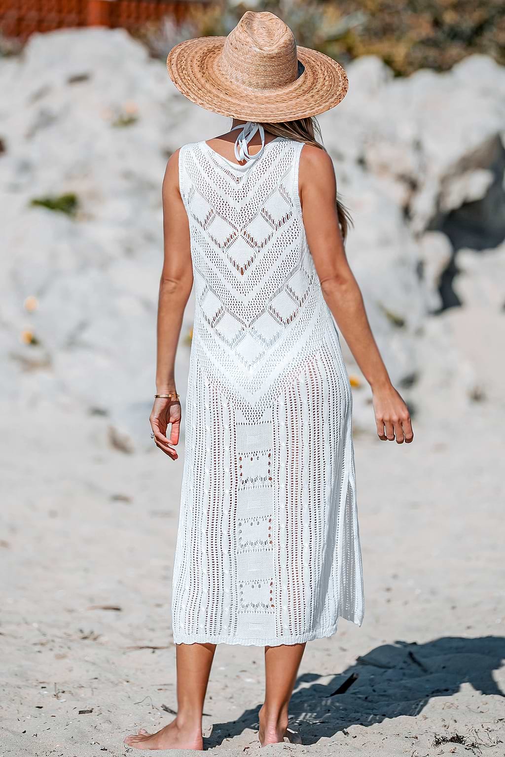 Rhinestone Crochet Cover-Up Dress