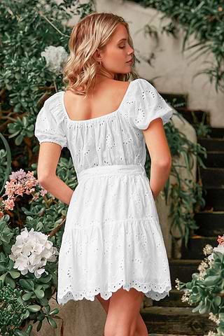 Milkmaid Dress White Dress With Red Ribbon White Lace Simple