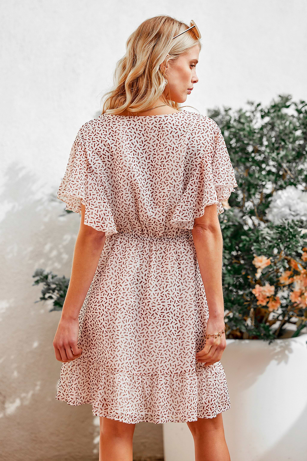 Patience Geo Print Drawstring Mini Dress