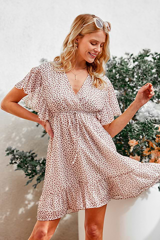knee length dresses for ladies Shape and Form Geo-Print A-Line Mini Dress Black / S