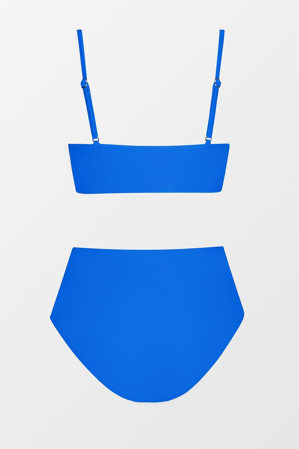 Sunny Blue Colorblock Bralette & Banded High Waist Bikini Set