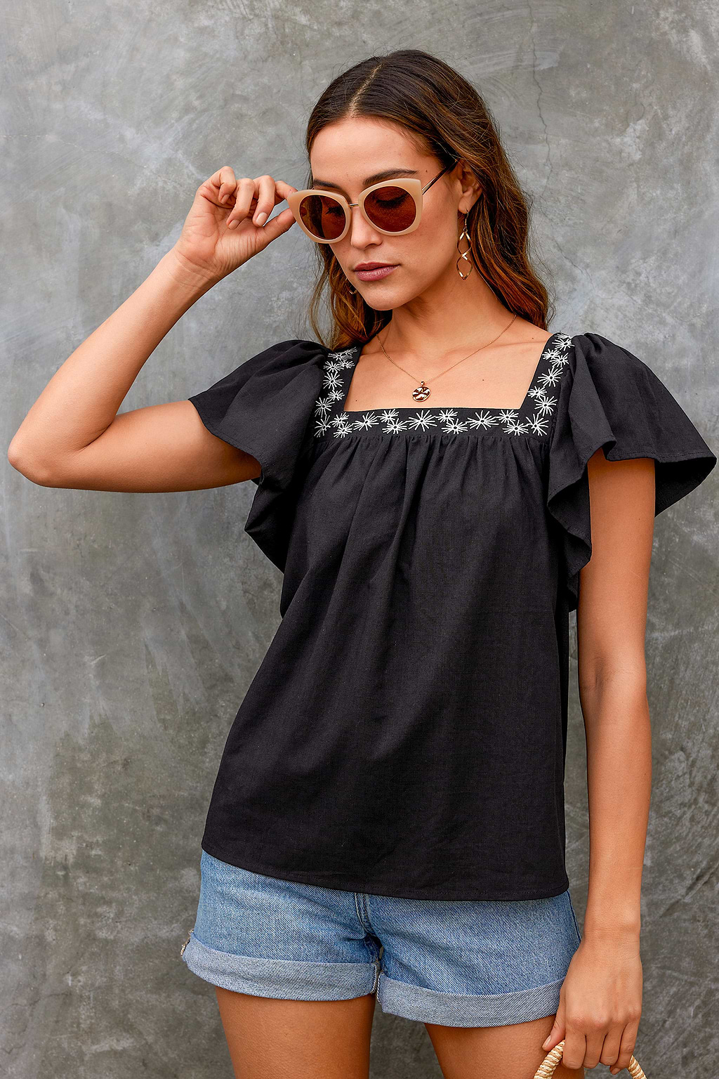 Floral Lace Trim Top