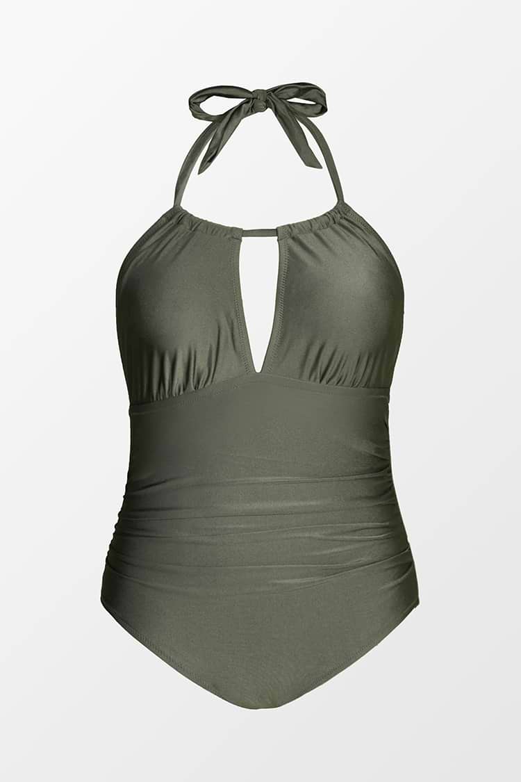 Olivgrüner Große Größen Badeanzug