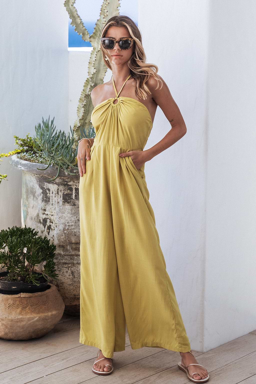 Kate O-Ring Halter Wide Leg Jumpsuit