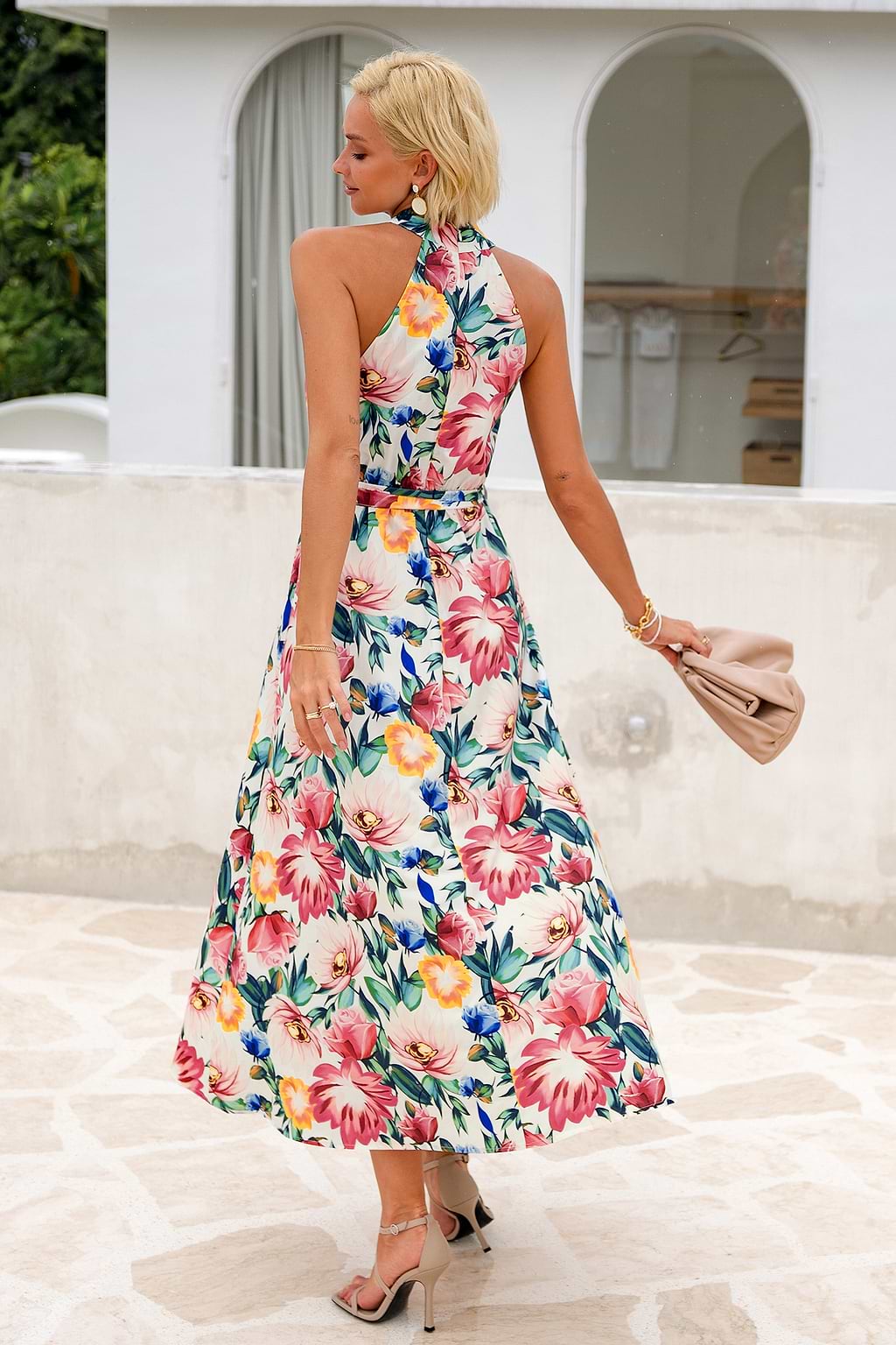 Stephany Belted Floral Print Maxi Dress