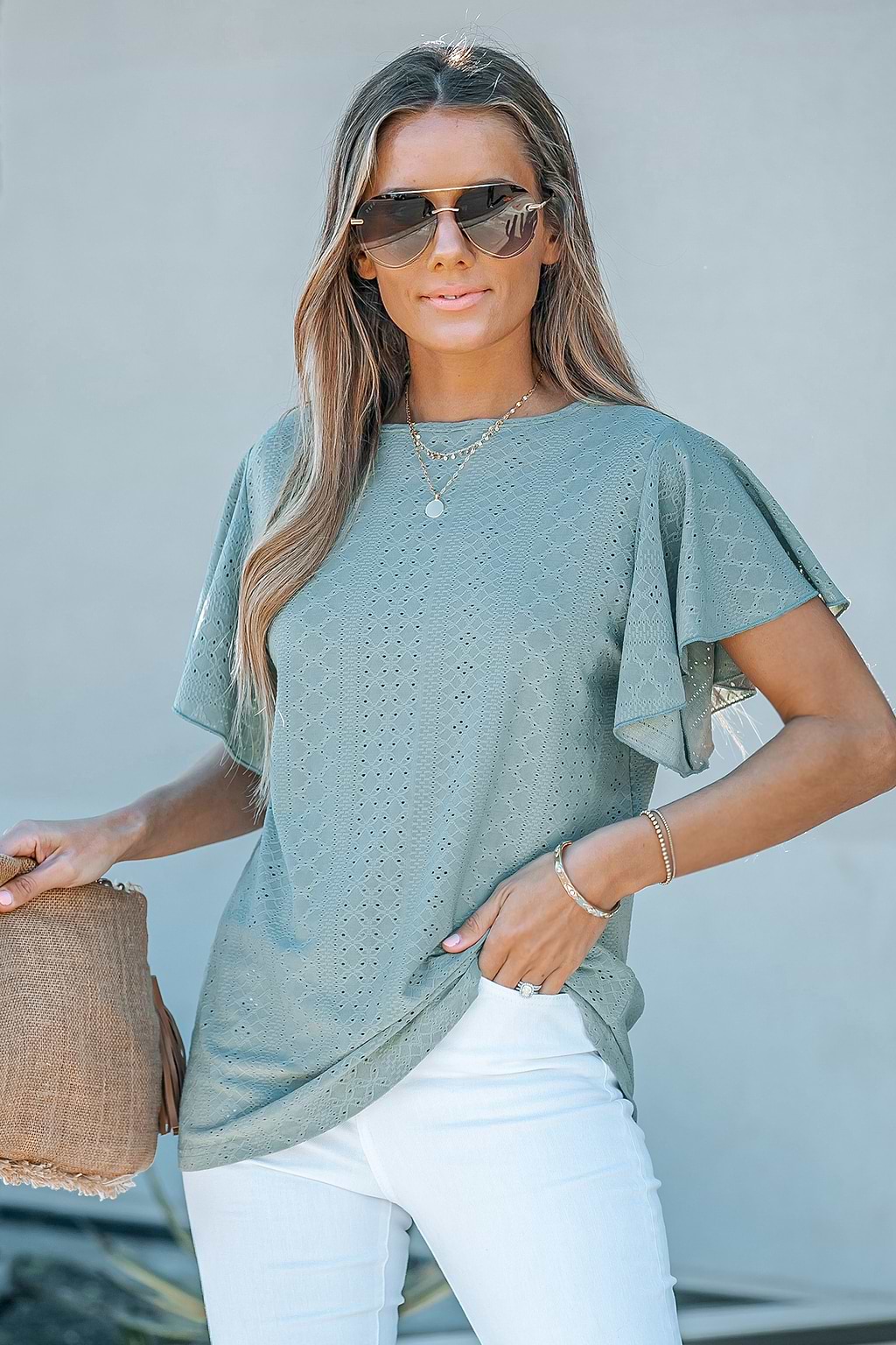 Moon Knight Eyelet Flounce Sleeve Tee