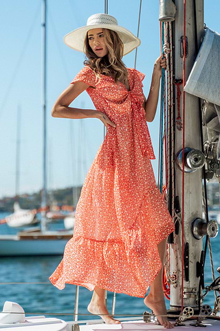 roman chiffon dresses Roman Holiday Ditsy Floral Chiffon Dress