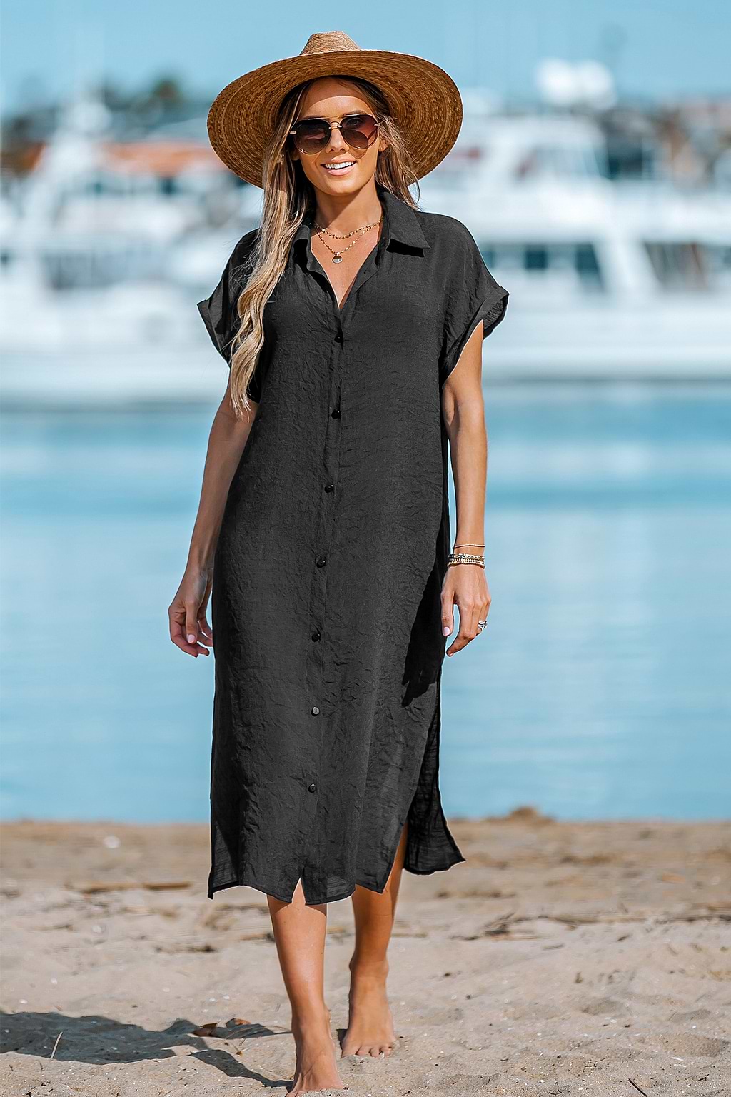 Selina Buttoned Cover-Up Shirt Dress
