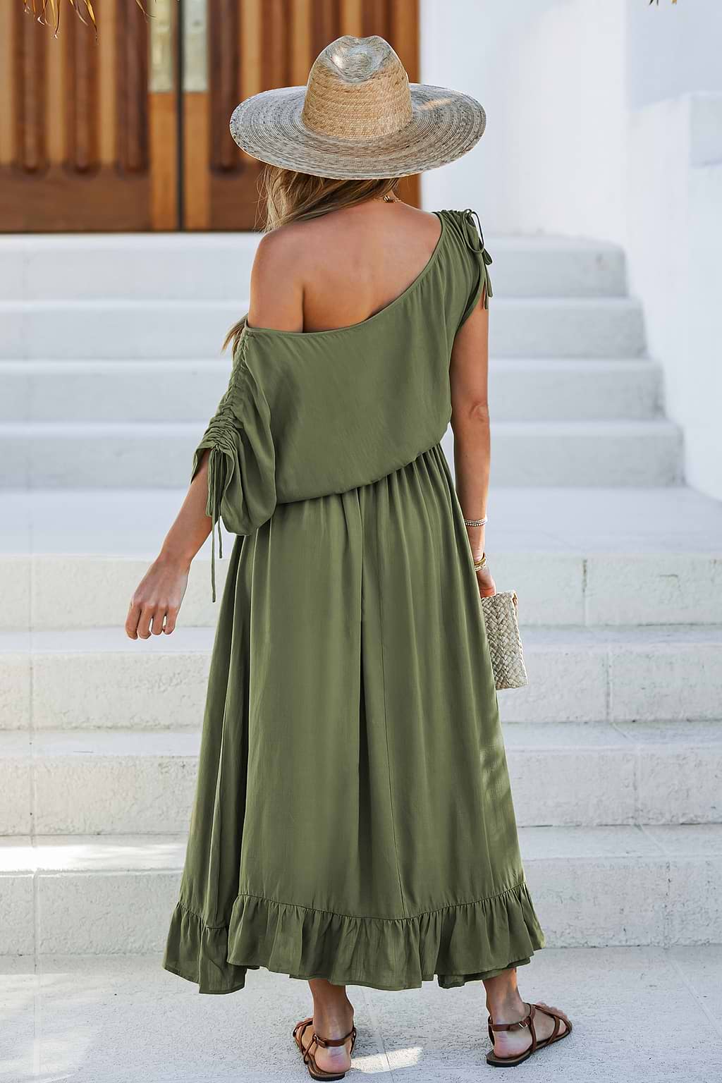 Ria One Shoulder Flounce Maxi Dress