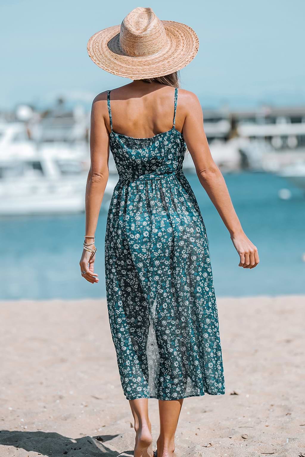 Ditsy Chiffon-Maxikleid mit Blumenmuster