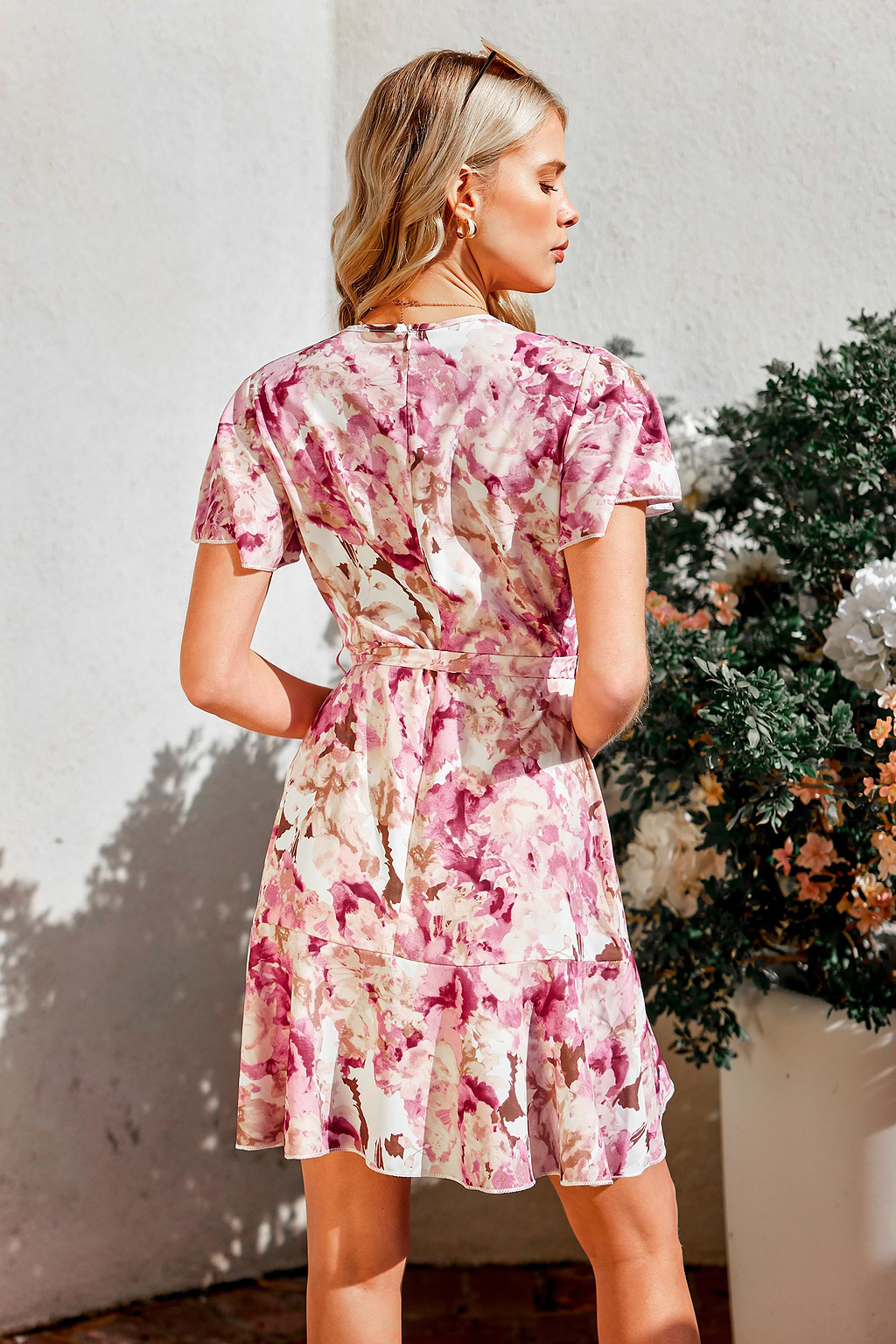 On Vacay Watercolor Floral Belted Dress