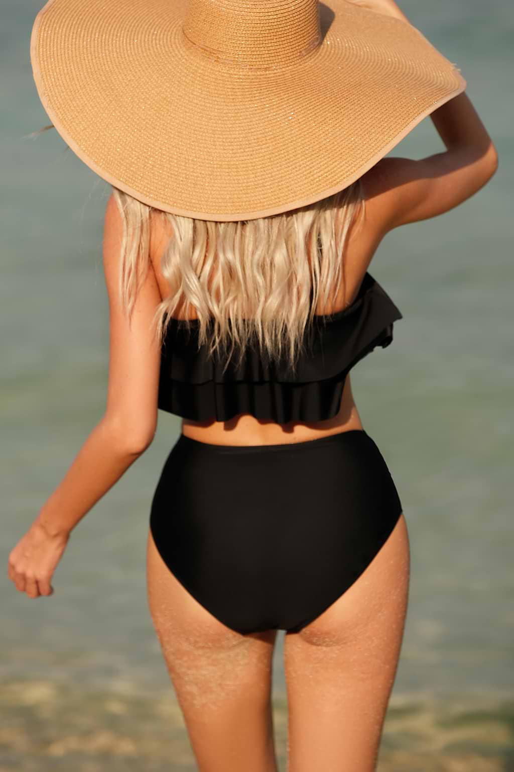 Ruffled High Waist Tankini Set