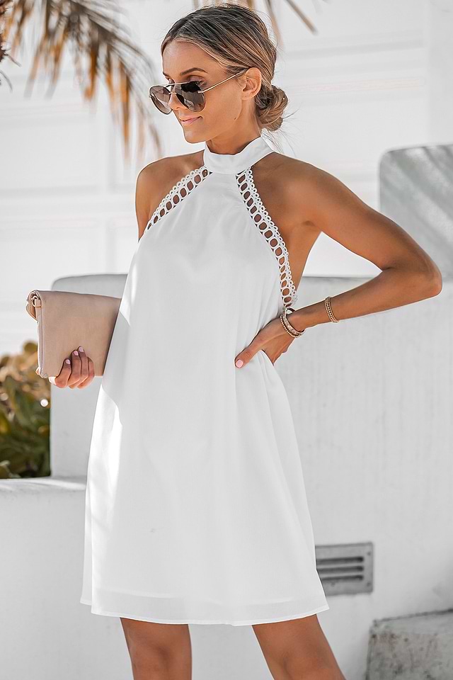 Lace Halter Mini Dress