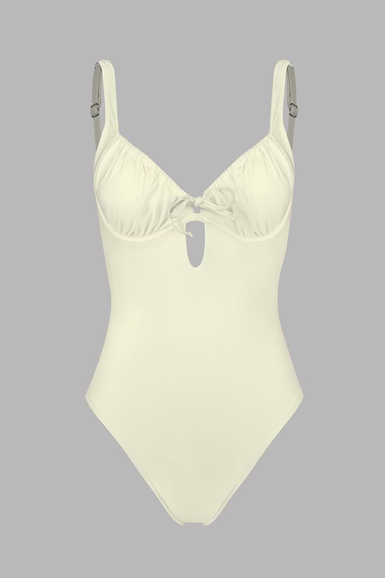 Cutout Tie Front One Piece Swimsuit