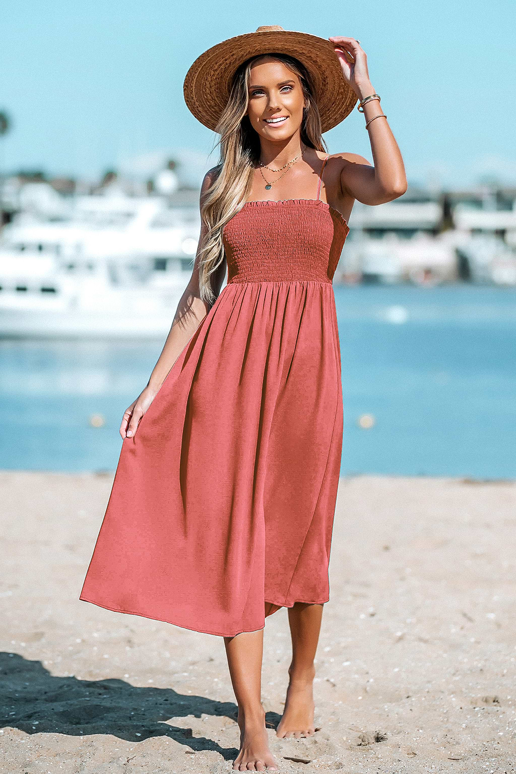 Smocked Cami Midi Dress