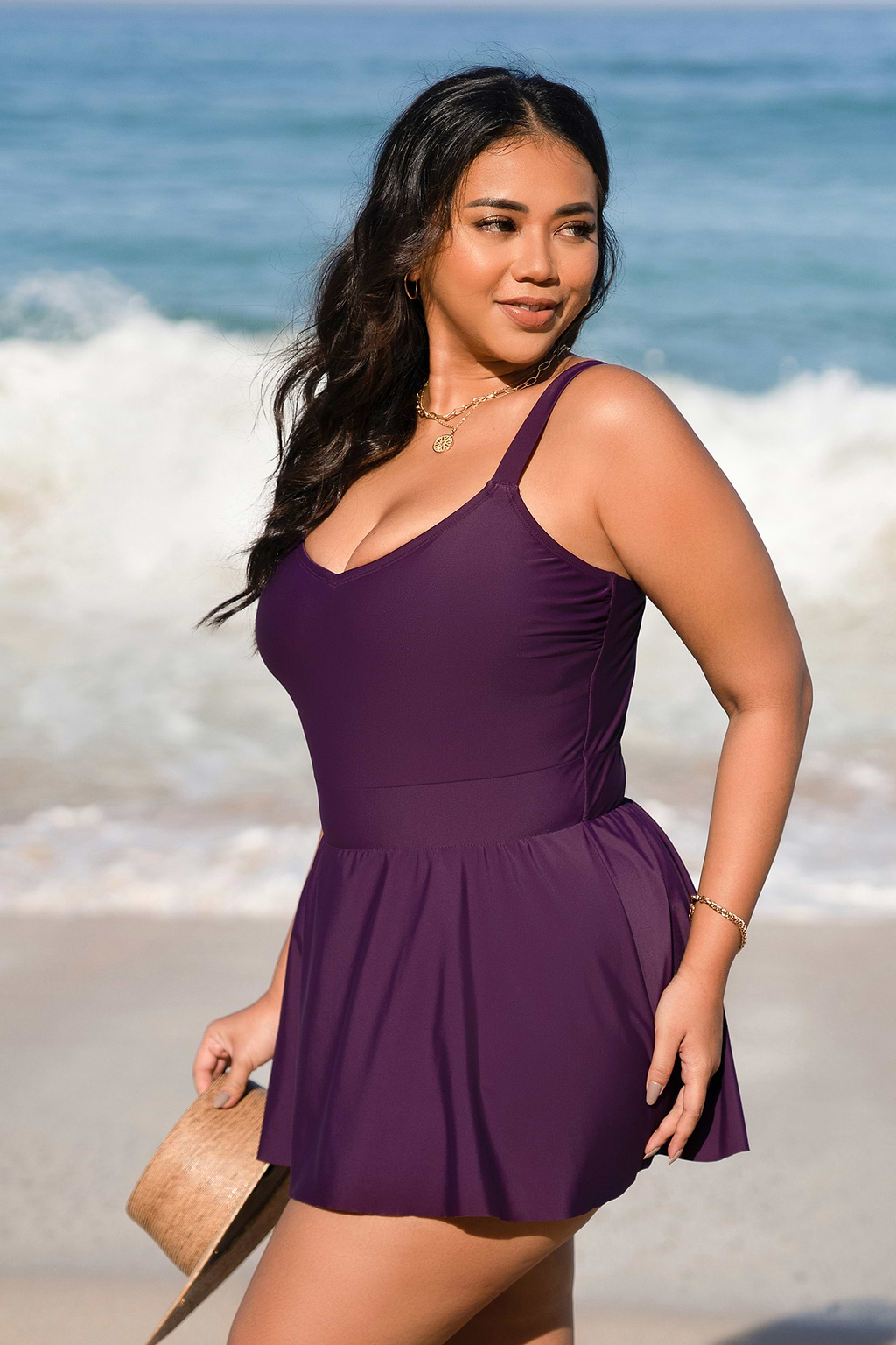 Dreamscapes Ruffled Plus Size Swim Dress