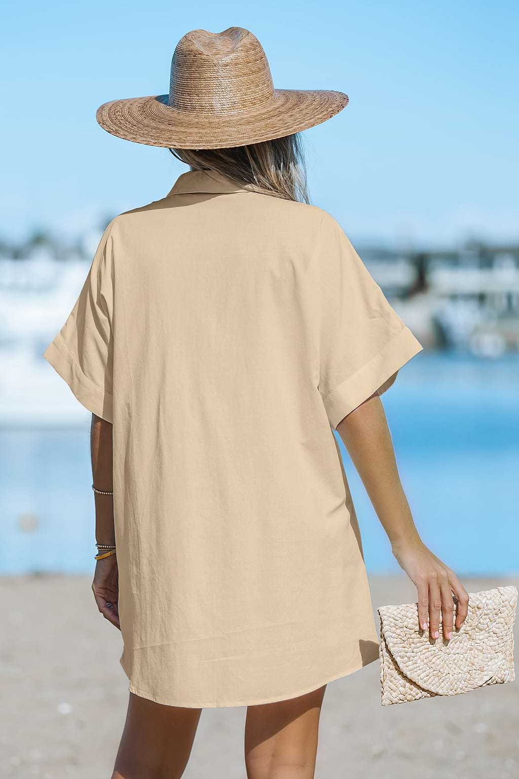 Twisted Button-Front Shirt Dress