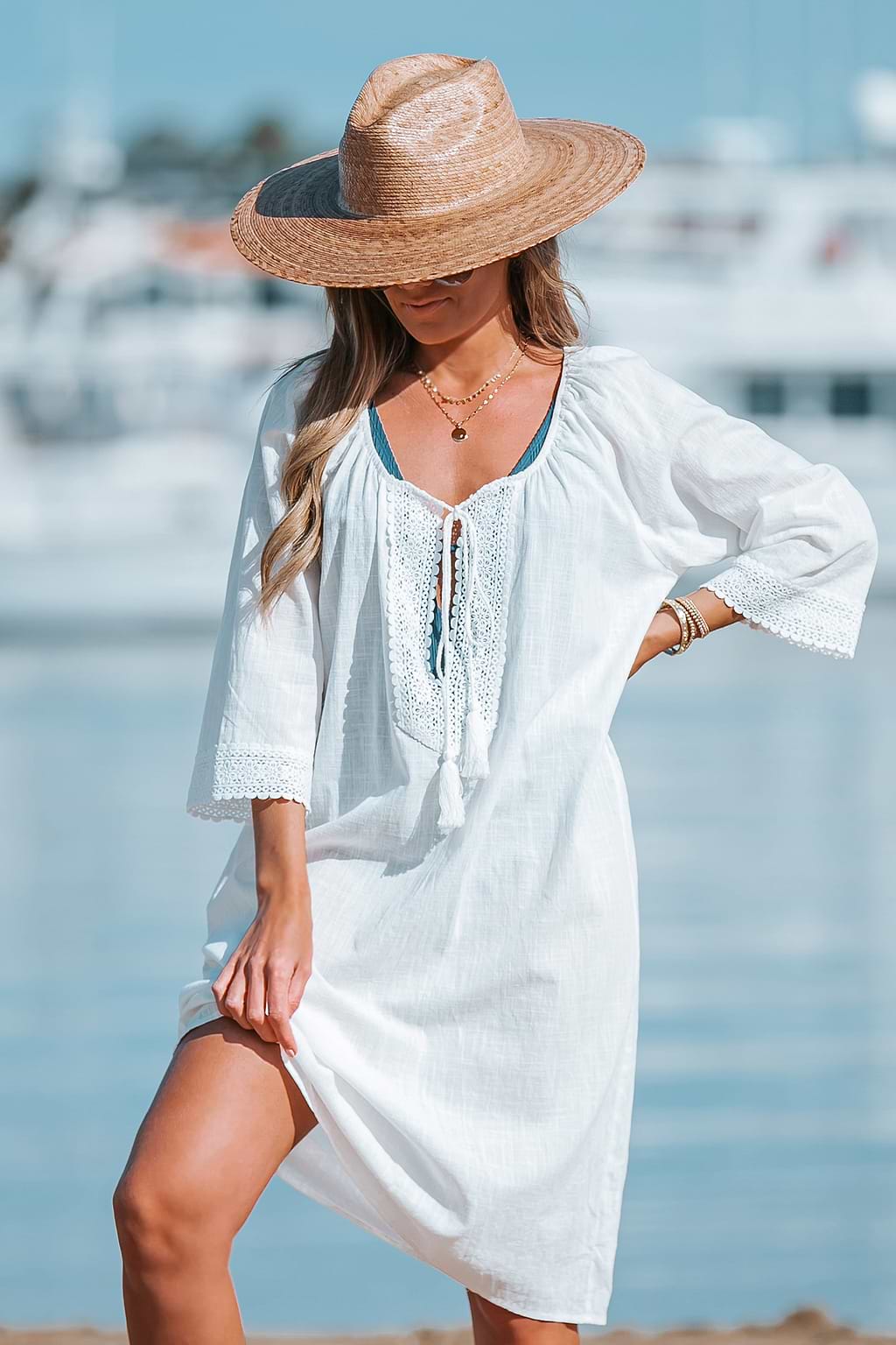 Lace Tassel Midi Cover-Up Dress