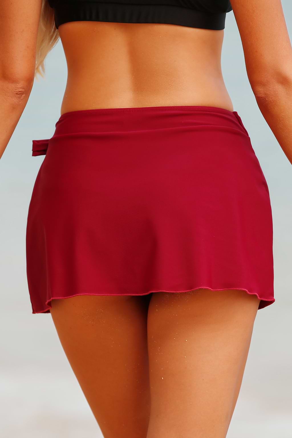 Wrap Tie Side Mini Swim Skirt
