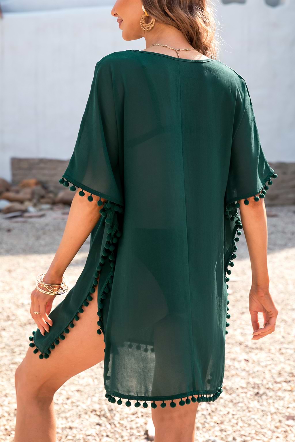Chiffon Pom Pom Cover-Up Top