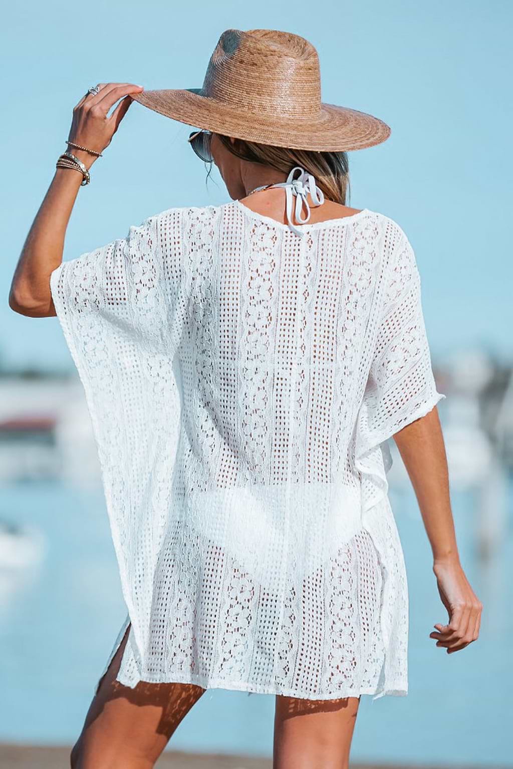 Floral Lace Cutout Cover-Up Dress