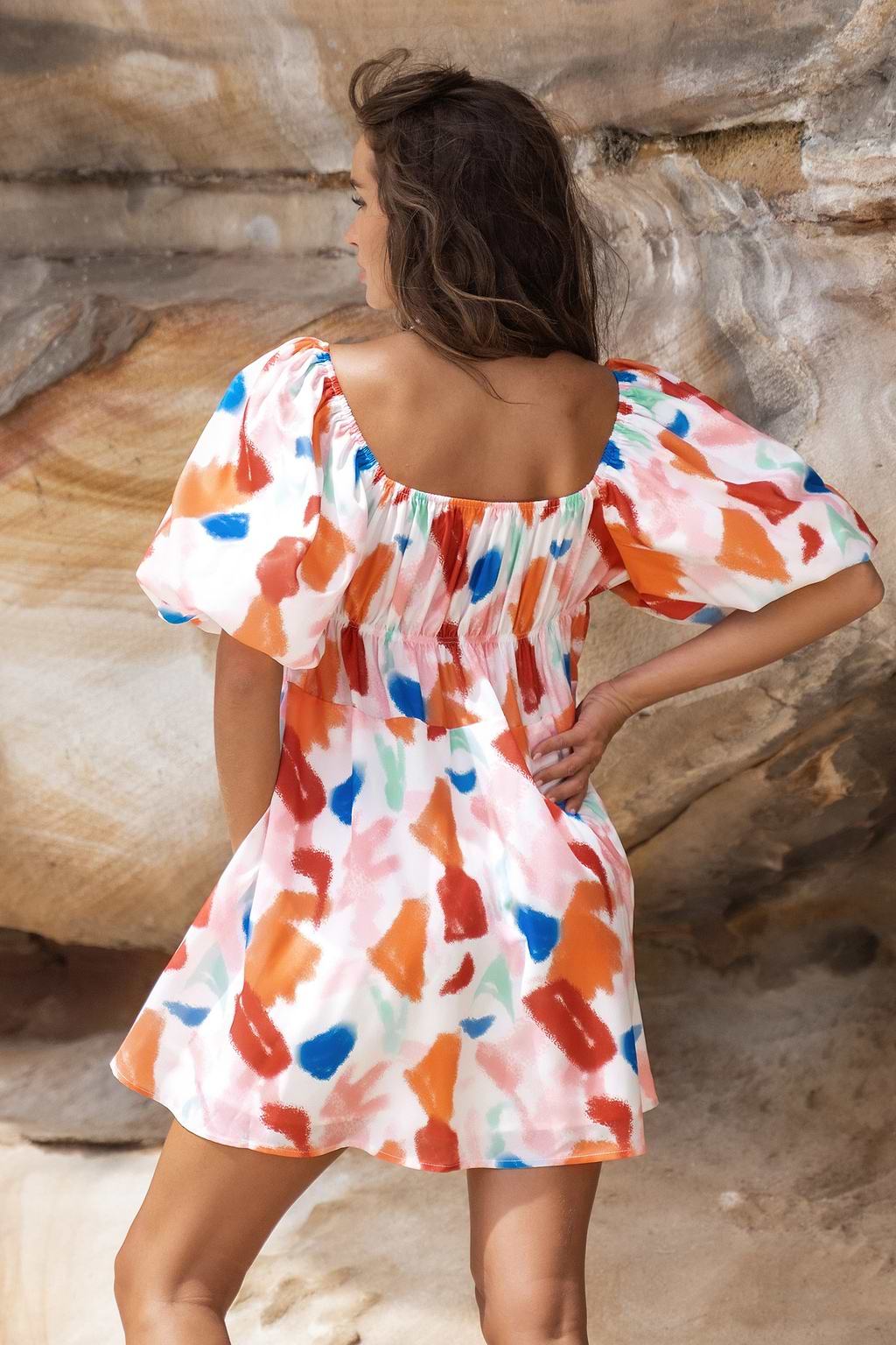 Watercolor Abstract Print Mini Dress
