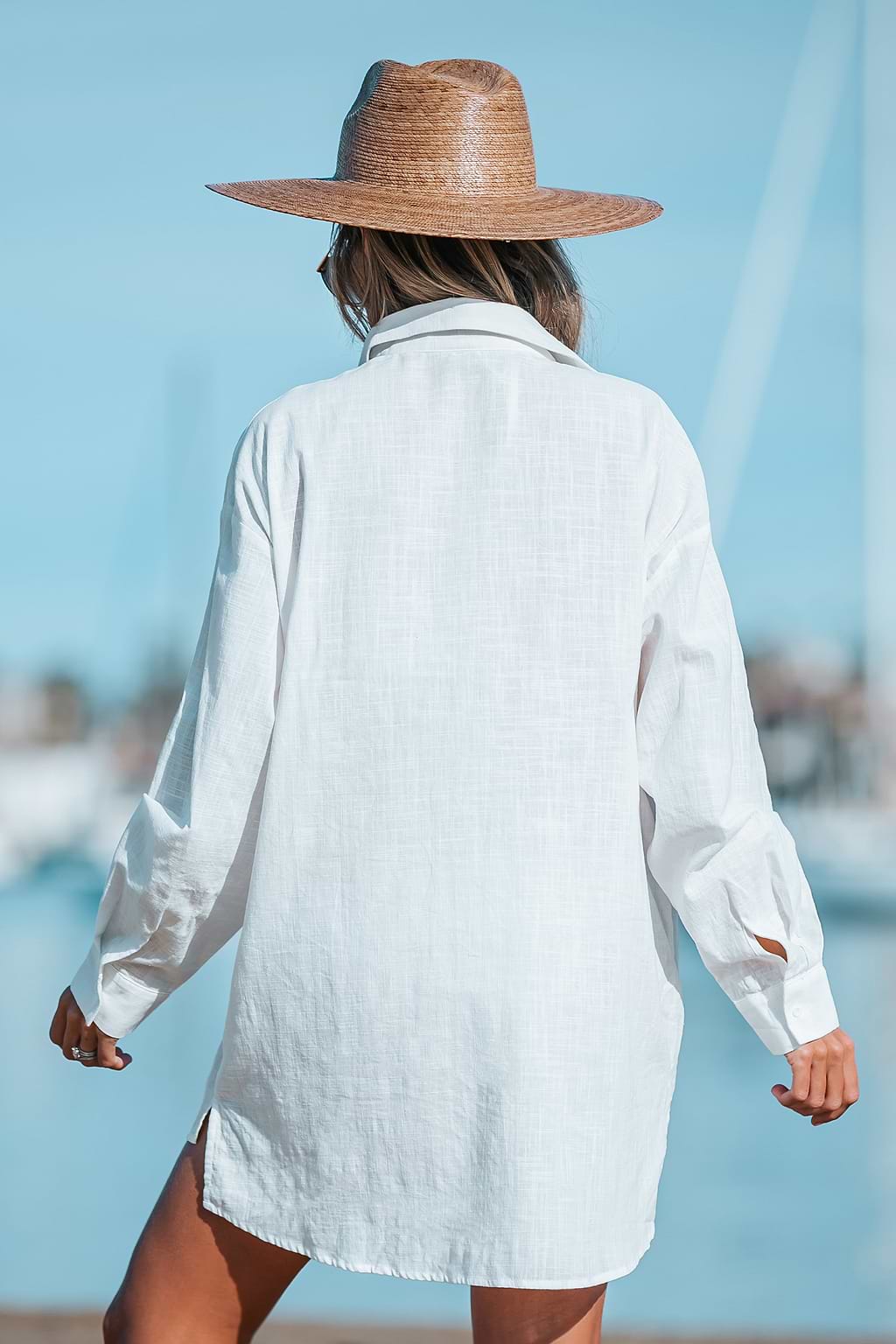 Long Sleeve Cover-Up Shirt Dress