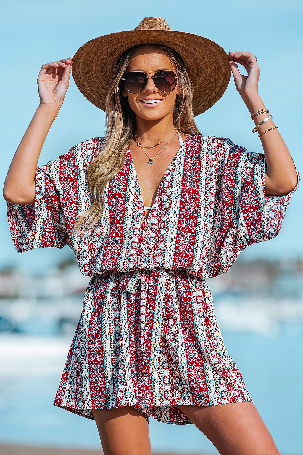 Strampler mit Paisley-Print und Gürtel