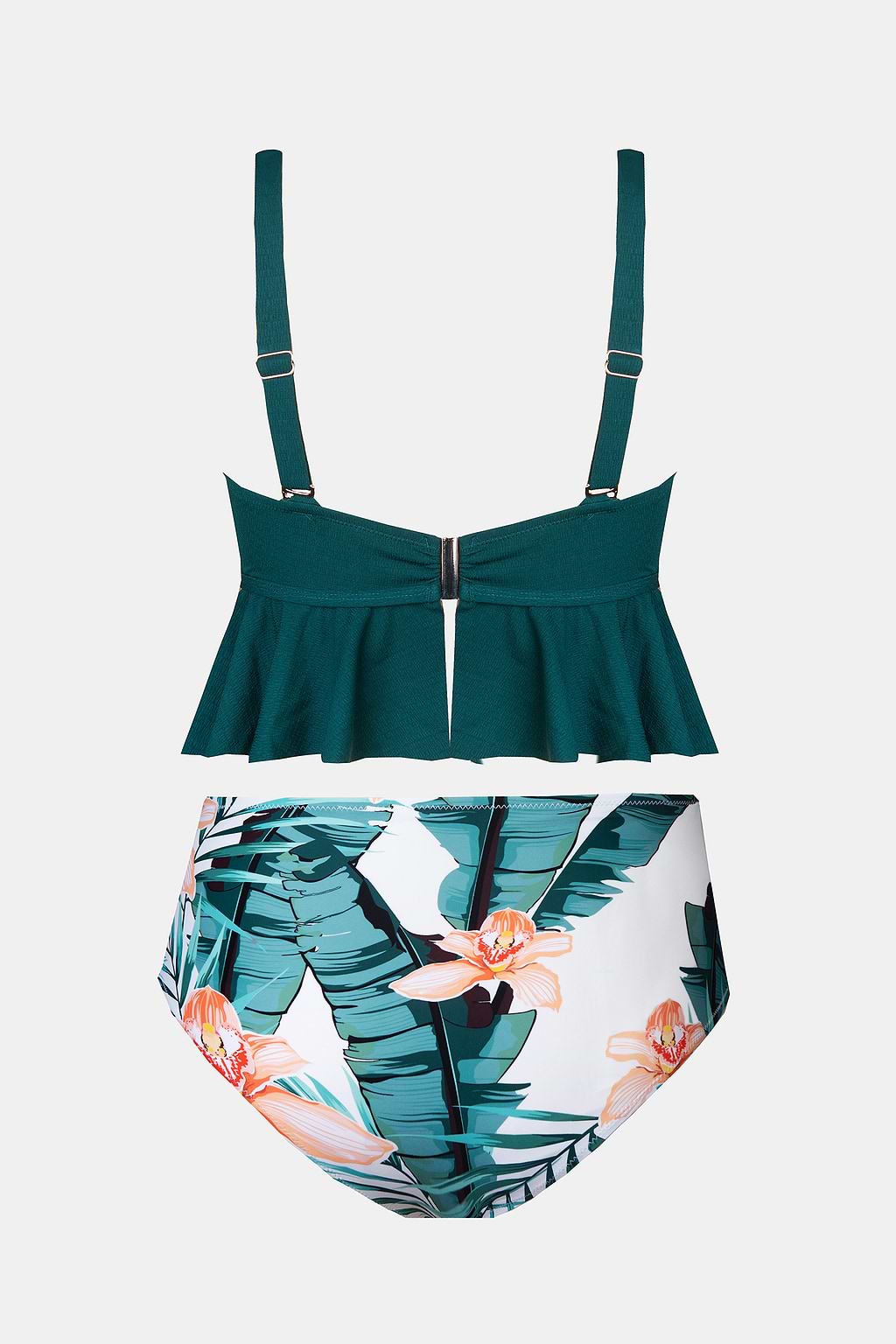 Grüner und floraler Große Größen Bikini mit High waist