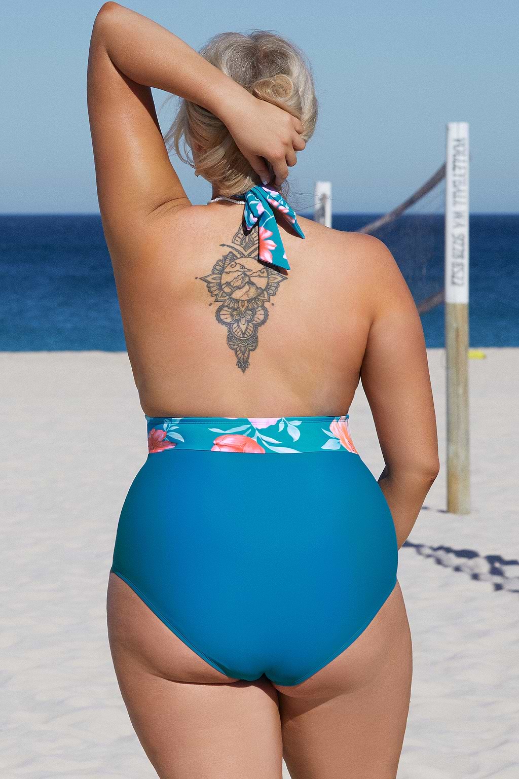 Faded Mykonos Blooming Shirred Plus Size One Piece Swimsuit