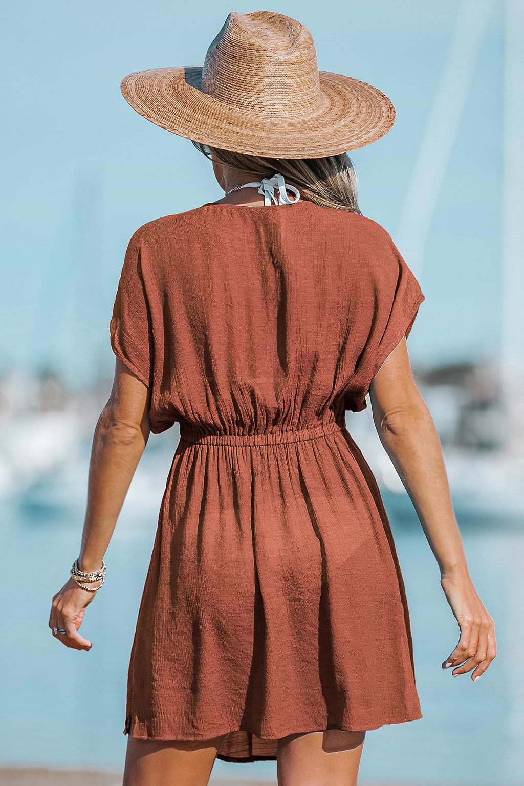 Short Sleeve Cover-Up Mini Dress