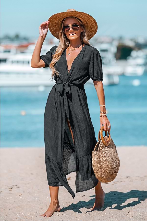 Open-Front Cover-Up Duster Kimono