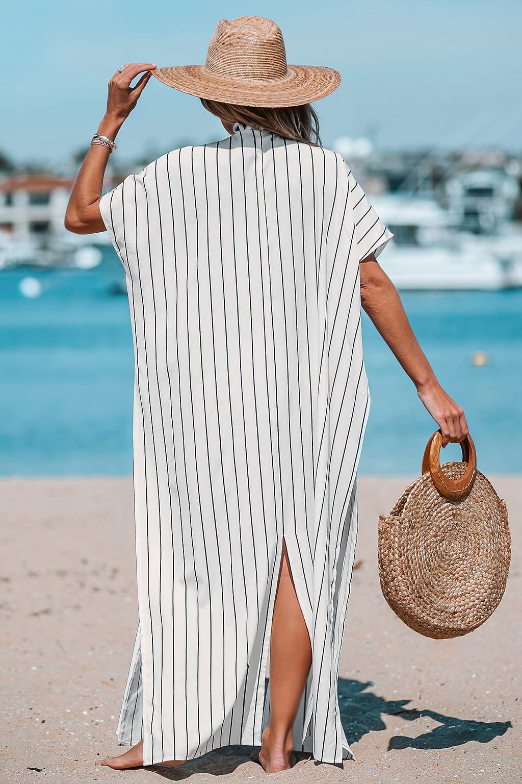 Kimono de plumero a rayas