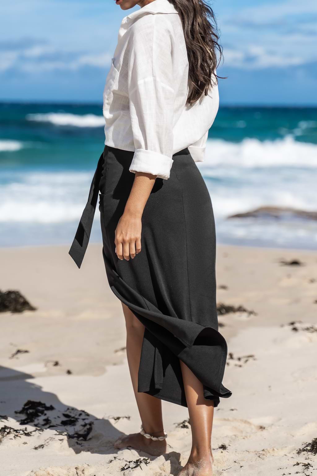 Shirring Maxi Hem Skirt